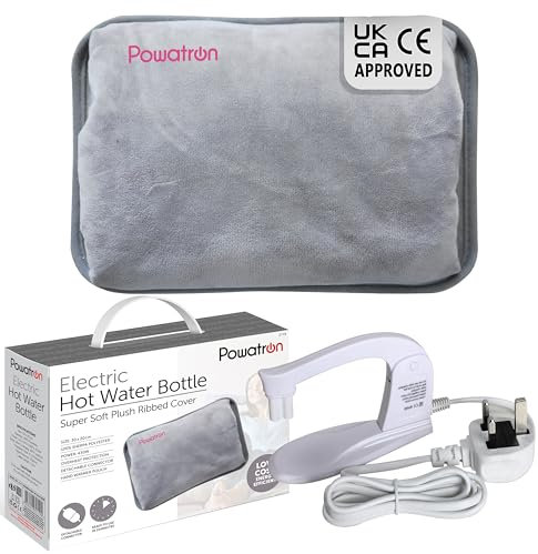 POWATRON Rechargeable Electric Hot Water Bottle Soft & Cosy Hand Body Warmer Massaging Heat Pad Prefilled Over-Heat Protection Portable Heating Pad For Pain Relief Cramps Sore Muscles Arthritis Relief