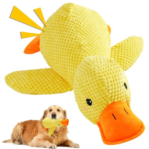 TECHEEL Hundespielzeug Ente Quack-Quack Duck Dog Toy Anti Stress Ente für Hunde Hundespielzeug Kuscheltier Enten Dog Beruhigende Enten Hund Soundspielzeug für Hund Plüschtier Hundespielzeugs