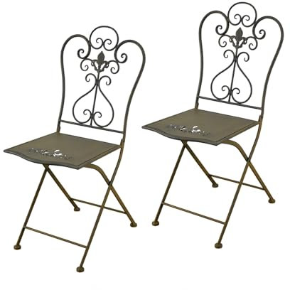 HTI living Romantische Metallstühle 2er Set Gartenstuhl Klappstuhl