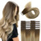 XDhair Tape Extensions Echthaar Walnuss Braun bis Ash Braun and Goldblond 20pcs 50g 50cm Extensions Echthaar Invisible Remy Tape in Echthaar Extension in der Farbe (#3/8/22-20)
