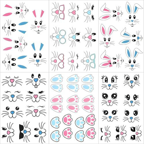Aufkleber Ostern Deko, Ostereier Aufkleber, Osterhasengesicht Vinyl-Aufkleber, Kinder Osteraufkleber, Osterdeko Aufkleber, Ostereier Aufkleber, Aufkleber Ostern, Oster Sticker Set