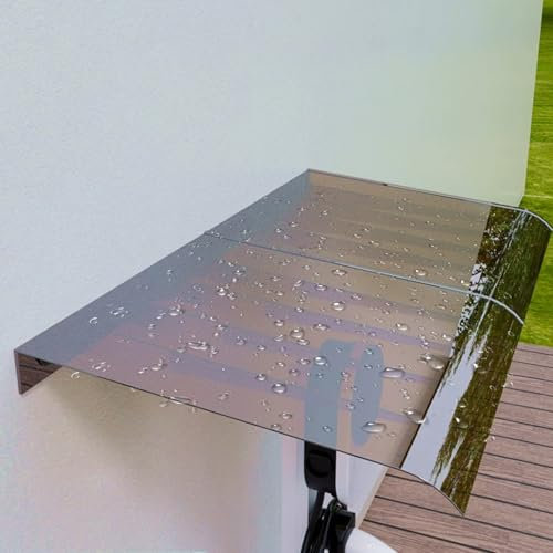 Vordach Haustür Türdach Überdachung, Gewölbte Veranda-Markise, Braune Fenster-Terrassen-Markise, Polycarbonat-Regenschutz, Balkon-Traufmarkise, Anti-UV-Regenschutz (40x40cm/16x16in,Transparent)