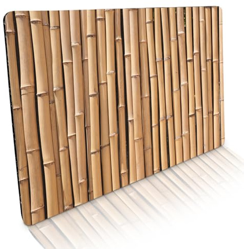 Fussmatte innen & außen 50x70cm - flach & rutschfest - Bambus Optik Hell - Waschbare Türmatte für saubere Schuhe & stylisch modernen Eingangsbereich