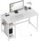 HOMCOM High Gloss Computer Desk with Power Outlets, 120 x 60 cm Home Office Desk with Reversible Storage Shelves and Headphone Hook, Study Table Workstation for Bedroom, White