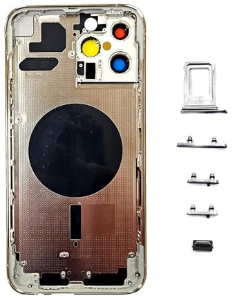 Smartex® Rückseite Gehäuse aus Glas, Hinterer Rahmen kompatibel mit iPhone 13 Pro Max | KEIN Logo, Keine VORINSTALLIERTEN Komponenten (Weiß)