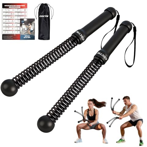 Weighted Ropeless Battle Ropes, Heavy Duty Portable Cordless Battle Ropes for Home Gym with Poster, Workout Exercise Rope for Strength Building, HIIT and Low-Impact Aerobic Training for Men & Women