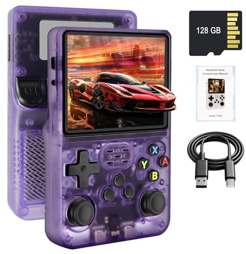 R36S Retro Handheld Game Console with 3.5 IPS Display, 128GB and 21,000+ Classic Games, Open Source Linux System, Screen Portable Pocket Video Player
