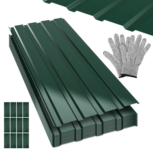 Sonnewelt 12x Dachbleche aus verzinktem Stahl - Trapezblech, Profilblech (115x45cm / 6 m²), 0,25mm Stärke - für Garage, Carport, Gartenhaus, Grün