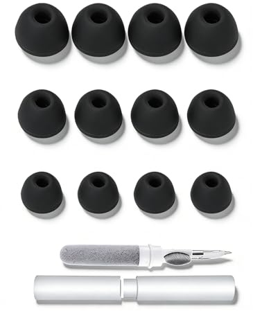 OAZSWGG Silicone Replacement Ear Tips for soundcore von Anker Sport X20, Anti-Slip Noise Isolation Earbuds Tips, 12 Count (S/M/L 4 Each), Includes Free Cleaning Pen - Black