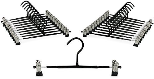 Grinscard Kleiderbügel für Röcke und Hosen - 20 STK. Metall mit Anti Rutsch Überzug in Schwarz - Rock und Hosenbügel