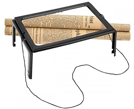 A4 Full Page Large Magnifier 3X Foldable Magnifying Glass Loupe Hands for Reading Magnifying Glass LED