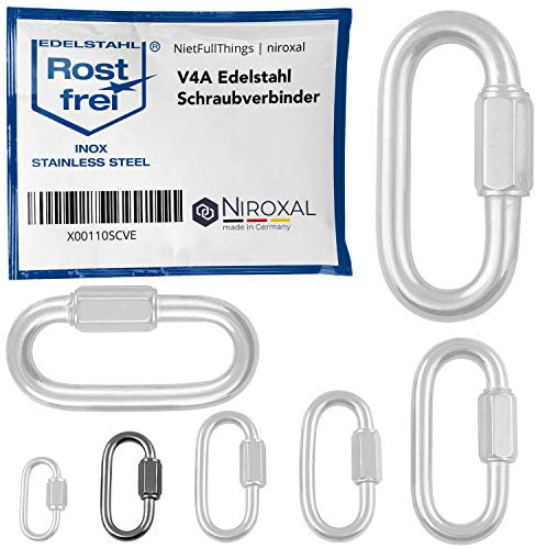 10 pezzi 4-mm V4A acciaio inox connettore a vite forma corta dritta e robusta carico di rottura 600 kg connettore rapido moschettone avvitabile fissaggio a sgancio rapido