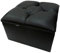 Faux Leather Ottoman/Pouffe/Stool/Storage Box with a Deep Diamante Lid upholstered in 2 Sizes (Medium Size 20 Length, Black)