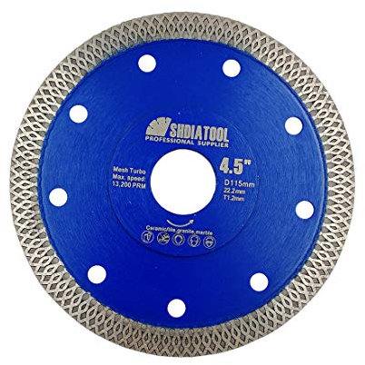 SHDIATOOL Diamond Cutting Disc 115mm / 4.5 Inch X Mesh Turbo Rim Segment Hot-Pressed Sintered Circular Saw Blade for Tile Marble Porcelain Ceramic