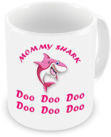 GrassVillage Mummy Shark Doo Doo Doo Mug, Cup, Funny Novelty Gift Birthday Xmas Mothers Day Gift Mug
