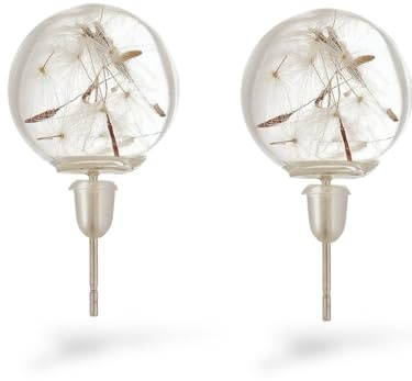 MadamLili - Pusteblumen Ohrstecker Set - Rund mit Stopper - Löwenzahn Samen Naturschmuck - Ohrringe Stecker Klein - Handgefertigt - Exklusive Schmuckbox