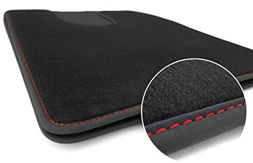kh Teile LKW Fußmatten Scania R S Fahrerhaus Kabine Teppich Tuning, Ziernaht Rot 2X Velours schwarz