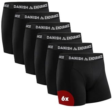 DANISH ENDURANCE Cotton Boxers for Men with Optional Fly, Breathable Men's Underwear Trunks, 6 Pack, Black, S