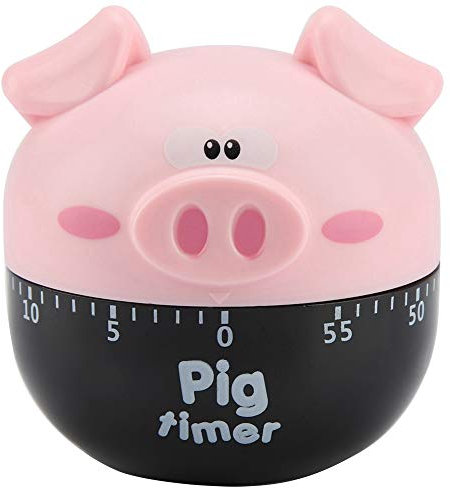 Fdit Cute Cartoon Pig Timers Countdown 60 Minutos Temporizadores mecánicos Cocina Temporizador de Cocina Reloj para Estufa electrónica Horno eléctrico Microondas(Rosado)
