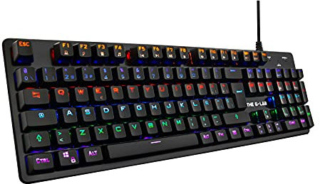 The G-Lab Keyz Carbon EX - Teclado mecánico español QWERTY con ñ, Interruptores Azules - Teclado Gaming, Alta Reactividad, 16 Modos de Retroiluminación, PC,PS4,PS5 (Versión Antigua)