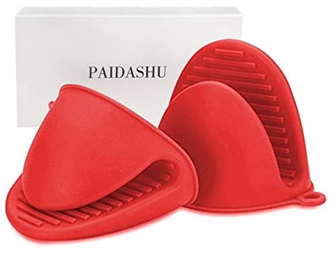 Gant de Cuisine épais en Silicone résistant à la Chaleur pour la Cuisson, la Cuisson, Les barbecues et Les grillades (Rouge)