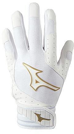 Mizuno Finch Damen Softball Wattierter Schlaghandschuh, weiß-Gold, Größe M