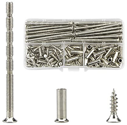 120 Pcs Door Handle Fixing Screws(40 Sets), M4 Connecting Bolts And Sleeves, Adjustable Bolt Length,Used To Fastener and Fixing Furniture,Door Handles,Keyholes,Cabinets,Drawers(60mm)