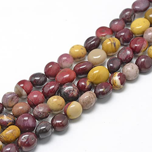 Spritewelry Natürliche Mookait-Perlen, 30 ~ 45 Stück/Strang, 8–15 mm, oval, lose Perlen für Schmuckherstellung, Armband, Basteln, Loch: 1 mm