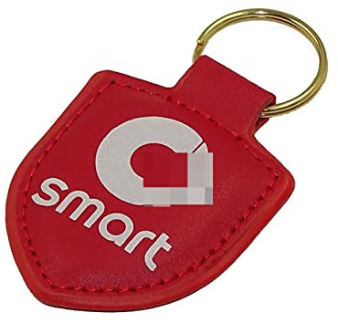 PSL Schlüsselanhänger aus echtem Leder für Smart Fortwo Forfour, Auto-Styling, Merchandise-Markenlogo, Rot