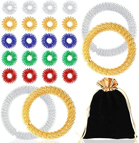 25 Stücke Massage Ring Set, Finger und Handgelenk Massagering Stacheliger Akupressur Ringe in 5 Farben für Stressabbau, Angstabbau und Förderung der Durchblutung