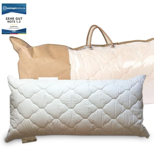 KOMA schlafgut Kapok Kopfkissen 40x40cm, vegan, nachhaltig, Bio Premium Qualität Made in Germany aus Kapokfasern, Allergiker geeignet, atmungsaktiv, separater Innenbeutel