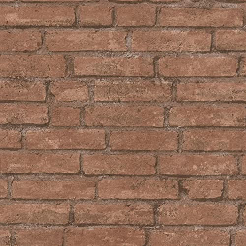 Papier peint brique marron | Tapisserie brique style industriel pour salon | Papier peint industriel moderne pour chambre ado