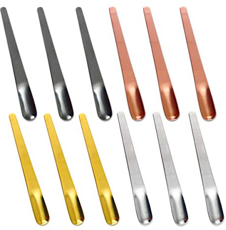Confezione da 12 cucchiai da dessert in acciaio inox, 14,8 cm, mini cucchiaini da degustazione in metallo, cucchiaini per antipasto, paletta per espresso, riutilizzabile, per caffè, bevande (4 colori)