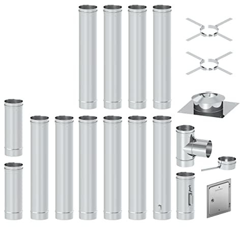 H&M Germany EW FU Edelstahl Sanierungsbausatz 11m Ø130mm 0,6mm Materialstärke Schornstein Kamin Einwandig Sanierung für gemauerten Kamin
