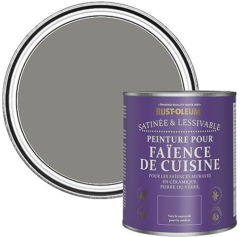 Rust-Oleum Peinture Grise Résistante à l'eau pour Faïence de Cuisine, Finition Satinée - Béton 750ml