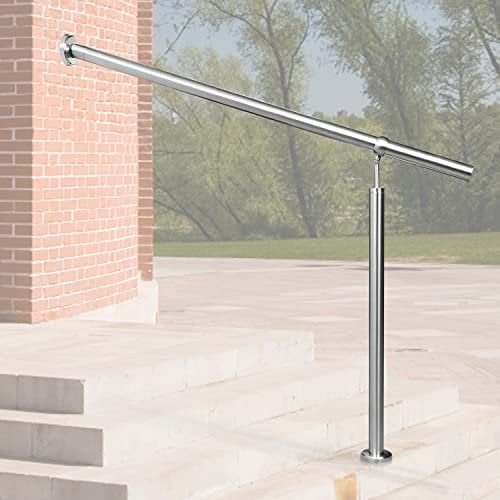 Randaco Barandilla de entrada de acero inoxidable, pasamanos para escaleras, ángulo de montaje ajustable, incluye material de montaje, para interior y exterior, 120 cm