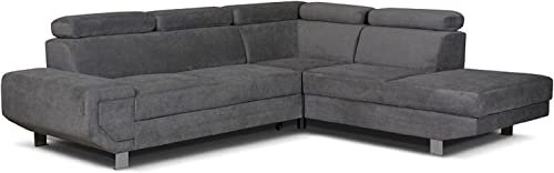 Artic corner grey color sofa bed with storage - premium quality fabric - right and left arm sofa bed (Right arm)