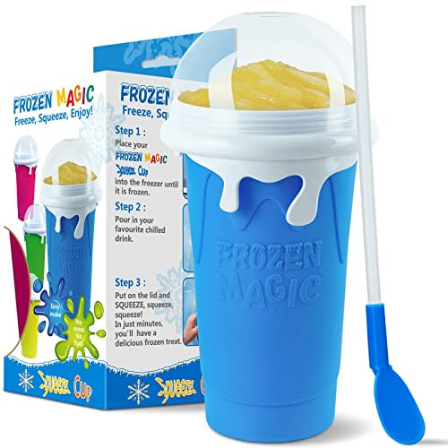 Slushy Maker Cup 16.9 oz Slushy Squeeze Cup for Homemade Milkshake, Magic Slushy Maker Squeeze Cup, DIY Smoothie Maker for Kids (1 in Blue)