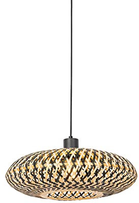 Qazqa - Orientalisch Orientalische Hängelampe I Pendellampe I Pendelleuchte schwarzer Bambus 40 cm - Ostrava I Wohnzimmer I Schlafzimmer - Bamboo Rund - LED geeignet E27