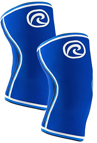 Rehband Power Max Kniebandage Kraftsport 7mm SBR/Neopren, wettkampfgeeignet, Knee Sleeves für Bodybuilding, Powerlifting, Crossfit & schweres Gewichtheben, Farbe:Blau - 1 Paar, Größe:L