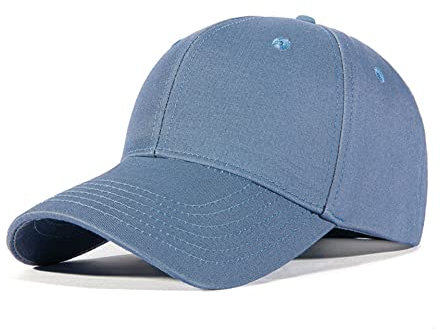 Bakicey Damen Herren Unisex Baseball Cap, Dunst Blau, 56-59 cm, Baumwolle, Verstellbar, Sonnenschutz, Outdoor, Alltag, Sport