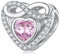 925 Sterling Silber Herz Anhänger Charms für Pandora Armbänder, Eternity Pink Zirkonia Charms, Muttertag Schmuckgeschenk für Mama
