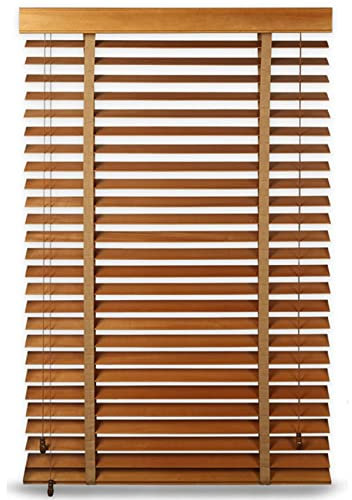 HUHJYUGE Wooden Window Blinds 60x200cm, Natural Solid Wood Venetian Blinds, Horizontal Blinds for Indoor Outdoor, Blackout/Heat Insulation Venetian Blinds for Windows and Doors