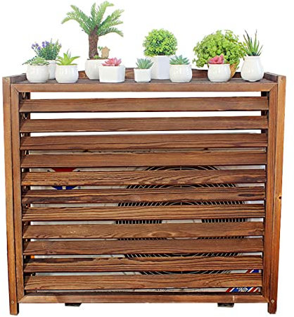 Cache Climatiseur Extérieur en Bois Massif,Support,Clôture décoratif,Résistant Aux Intempéries,Marron,85x35x75cm,100x43x94cm,110x50x85cm ( Size :(33.5x14x29.5i