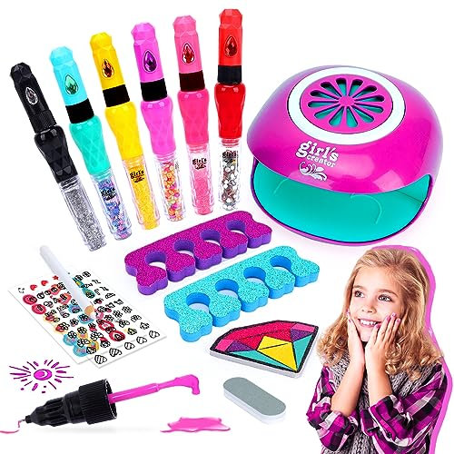 Nail Art Kit for Girls: Kids Nail Polish Set for Girls Toys Ages 8-12 Birthday Presents Gift Nail Set for Girls age 10-12丨Makeup Kit for Girls 10-12 Nail Art Studio