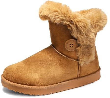 JOMIX Stivali Donna Invernali Bassi con Pelo Stivaletti Pelosi Classici Caldi Comodi e Leggeri Imbottita Pelliccia Sintetica ND6854 (Marrone Chiaro, 37)