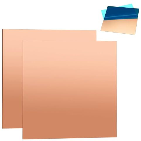 NAROSEBE 2 Placa de Cobre 1mm, Hojas de Cobre, Lamina Cobre Puro, Placa de Metal de Cobre Puro Para Procesamiento de Metales, Impresión de Placas de Circuito, Etc (100 mm x 100 mm x 1 mm)