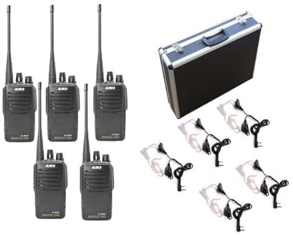 MAAS Paket 100-5 x ALINCO DJ-Pax-4 + 5 x MAAS KEP-24-VK Securityheadset im Aluminiumkoffer - dPMR - PMR446 - digital