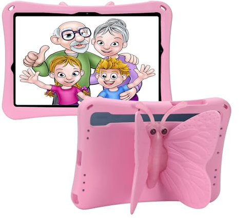 Tading Kids Case for Samsung Galaxy Tab A9 Plus 11 inch 2023 (SM-X210/X216/X218), Cute Butterfly Kid Proof EVA Foam Protective Stand Cover for Galaxy A9+ Plus Tablet - Pink