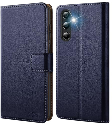 HOOMIL Coque pour Samsung Galaxy A15 4G/5G, Housse en Cuir PU, Bleu | Étui Portefeuille à Rabat, avec Emplacement pour Carte et Fonction Support